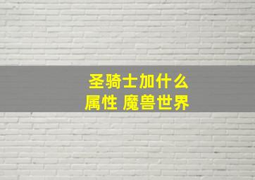 圣骑士加什么属性 魔兽世界